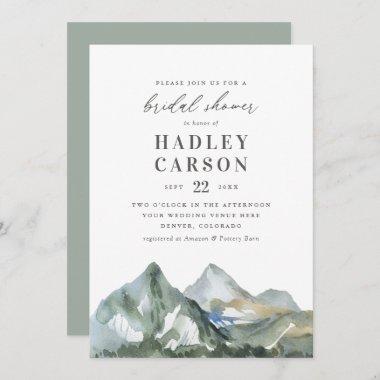 Rustic Watercolor Mountain Forest Bridal Shower Invitations