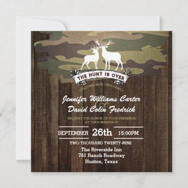 Rustic Western The Hunt Is Over Camouflage Wedding Invitations
