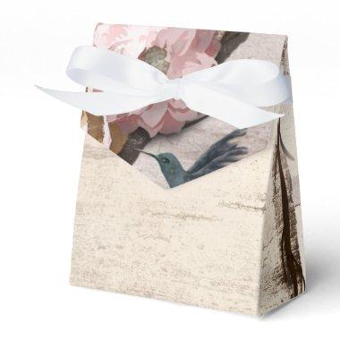 Rustic White Birch Floral & Hummingbird Party Favor Boxes