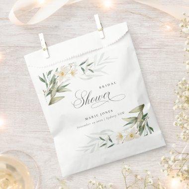 Rustic White Greenery Floral Bunch Bridal Shower Favor Bag