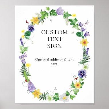 Rustic Wildflower Wedding Custom Text Poster