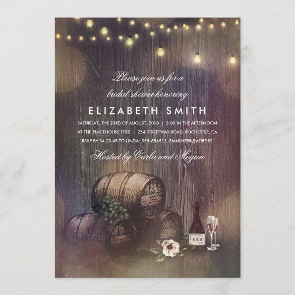 Rustic Winery Lights Wine Tasting Bridal Shower Invitations