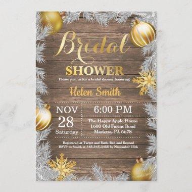 Rustic Winter Christmas Bridal Shower Invitations