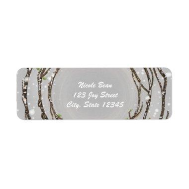 Rustic Winter Tree Branches Wedding Address Labels