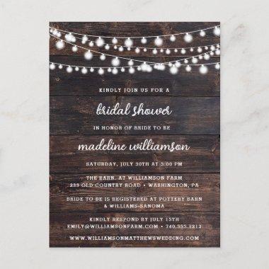 Rustic Wood and String Lights Bridal Shower Invite
