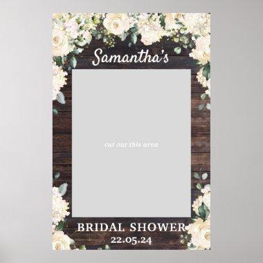 Rustic wood greenery floral bridal shower prop poster