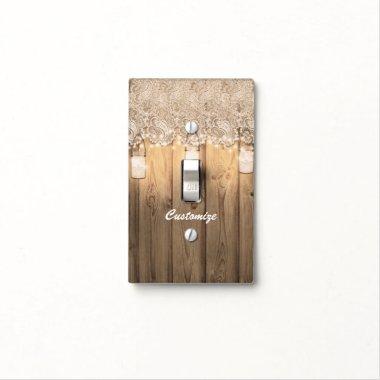 Rustic Wood Lace & Lighted Mason Jar Country Light Switch Cover