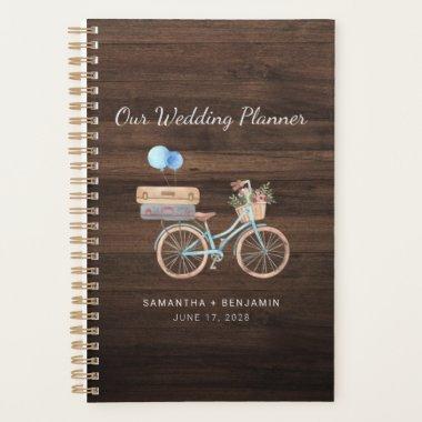 Rustic Wood Pattern Vintage Bike Elegant Wedding Planner