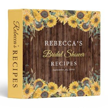 Rustic Wood Sunflower Bridal Shower Recipe Binder