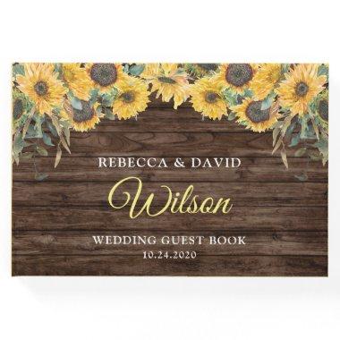 Rustic Wood Sunflower Wedding Guest Books