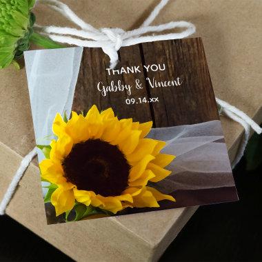 Rustic Yellow Sunflower and Barn Wood Wedding Favor Tags