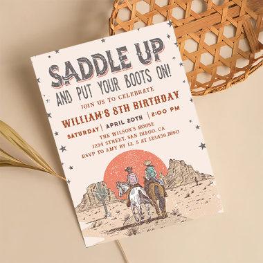 Saddle Up Cowboy Western Birthday Country Boots Invitations