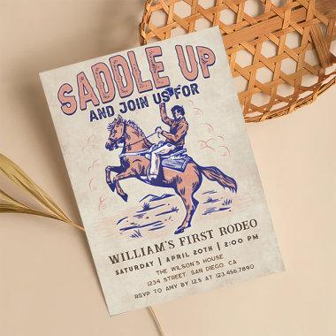 Saddle Up Western Cowboy Rodeo Birthday Party Invitations