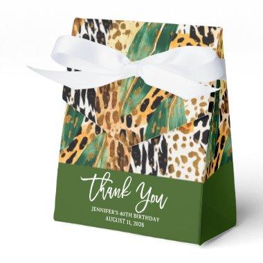 Safari Animals' Fur Prints & Palm Leaves Pattern Favor Boxes