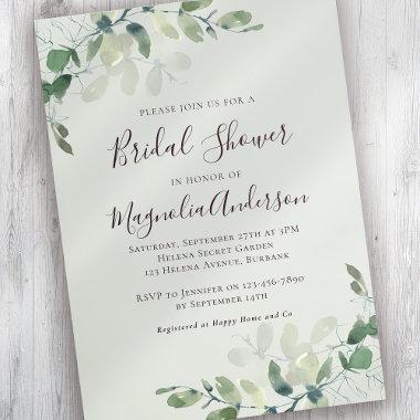 Sage Green Eucalyptus Bridal Shower Invitations