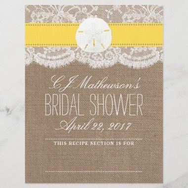 Sand Dollar Beach Bridal Shower Recipe Divider