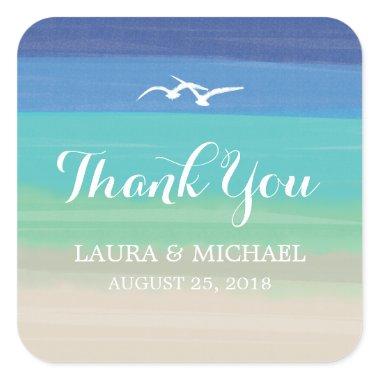 Sand, Sea and Seagulls | Thank You Square Sticker