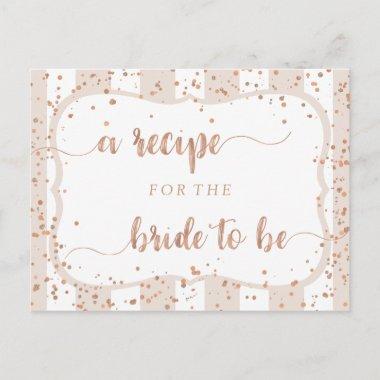 Sand Stripes & Rose Gold Bridal Shower Recipe Invitations