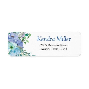 Sapphire Blue Floral Return Address Label