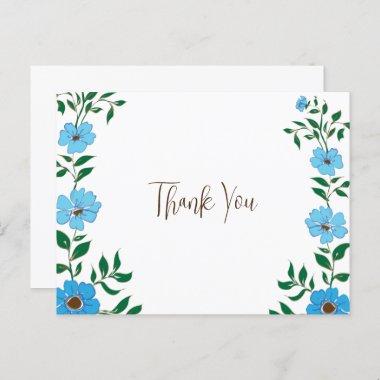 Sapphire-Blue Flowers Thank You Invitations