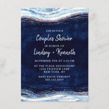 Sapphire Blue Geode Slice Couple's Wedding Shower Invitations