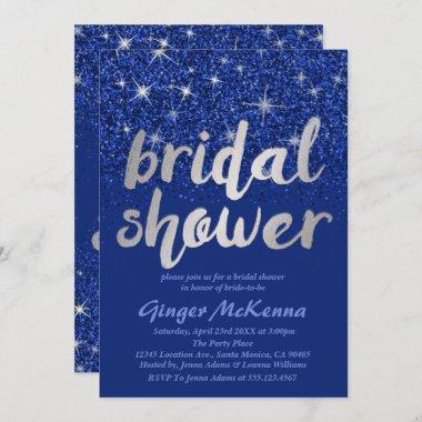Sapphire Glitter Bridal Shower Invitations