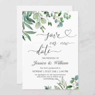 Save our new Date Postponed Watercolor Eucalyptus Invitations
