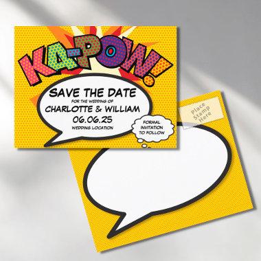 Save the Date Comic Book KA-POW Modern Fun Announcement PostInvitations