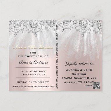 Save The Date Photo Gray 16th 15th Bridal Shower PostInvitations