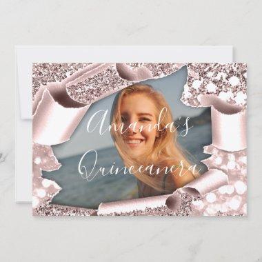 Save The Date QUINCEAÑERA Sweet 16th Rose Photo