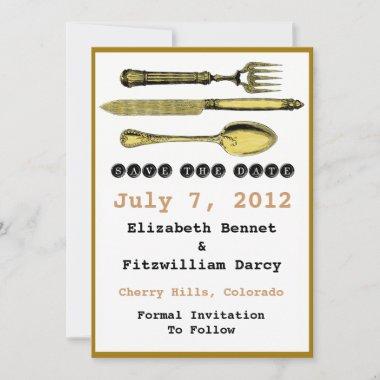 Save The Date - Steampunk Knife Fork and Spoon