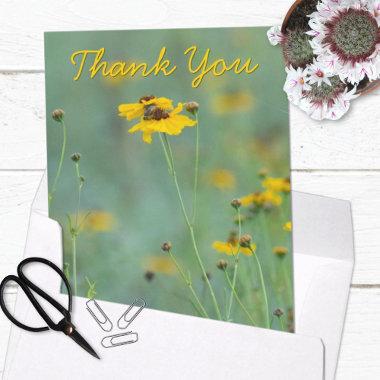 Scenic Yellow Wildflower Photograph Blank Back Thank You Invitations