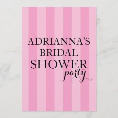 Secret Surprise Bridal Shower Party Pink Stripes Invitations