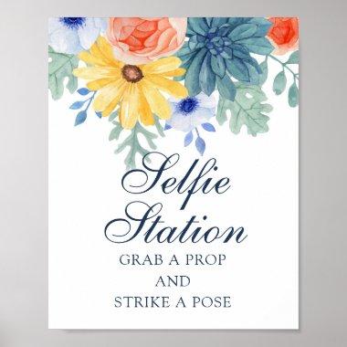 Selfie Station Floral Succulent Bridal Shower Poster