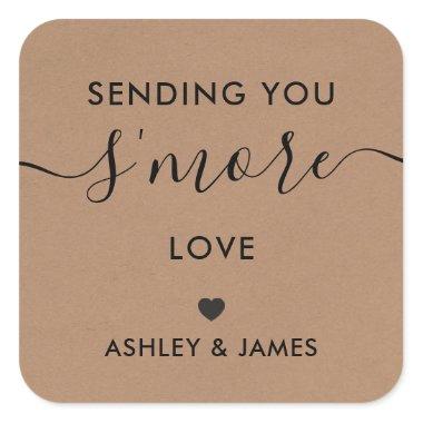 Sending You S'more Love Wedding Sticker, Kraft Square Sticker