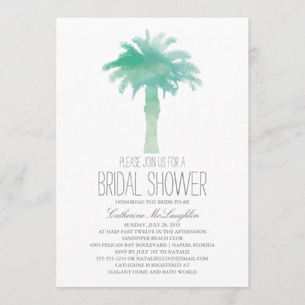 Serene Palm Tree Watercolor | Bridal Shower Invitations