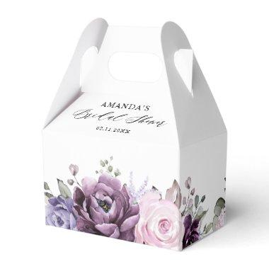 Shades of Dusty Purple Blooms Floral Bridal Shower Favor Boxes