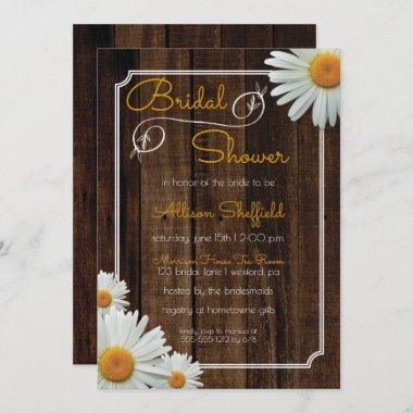 Shasta Daisies Rustic Floral Bridal Shower Invites