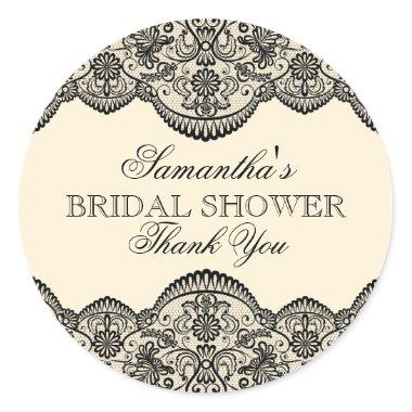 Sheer Lace Bridal Shower Classic Round Sticker