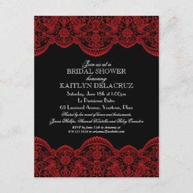 Sheer Red Lace Bridal Shower 2 Invitations