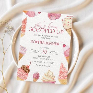 She's been Scooped Up Ice Cream Bridal Shower Invitations