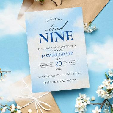 She's On cloud 9 Dreamy Bridal Shower Soft Blue In Invitations