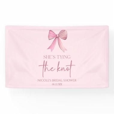 She's Tying The Knot Pink Bow Bridal Shower Banner