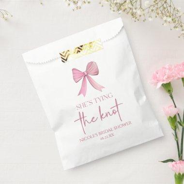 She's Tying The Knot Pink Bow Bridal Shower Favor Bag