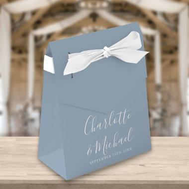 Signature Script Dusty Blue Elegant Wedding Favor Boxes