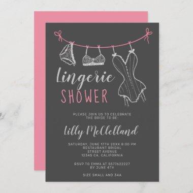 Silver clothesline chic lingerie bridal shower Invitations