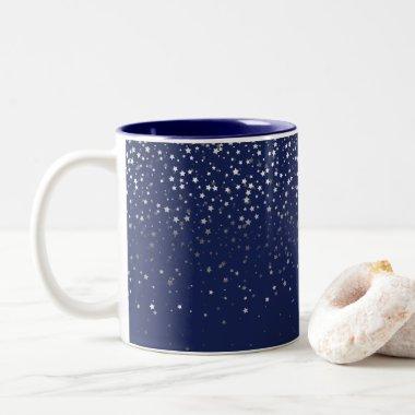 Silver-Grey Petite Stars Coffee Mug-Midnight Two-Tone Coffee Mug