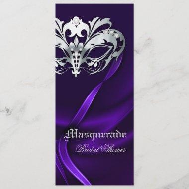 Silver Masquerade Purple Bridal Shower Invitations