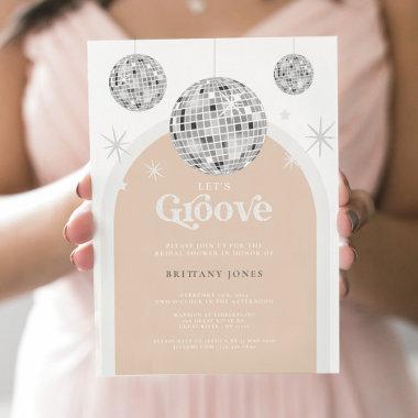 Silver Retro Disco Groovy Bridal Shower Invitations