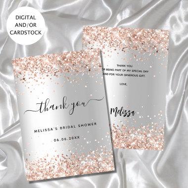 Silver rose gold bridal shower thank you Invitations